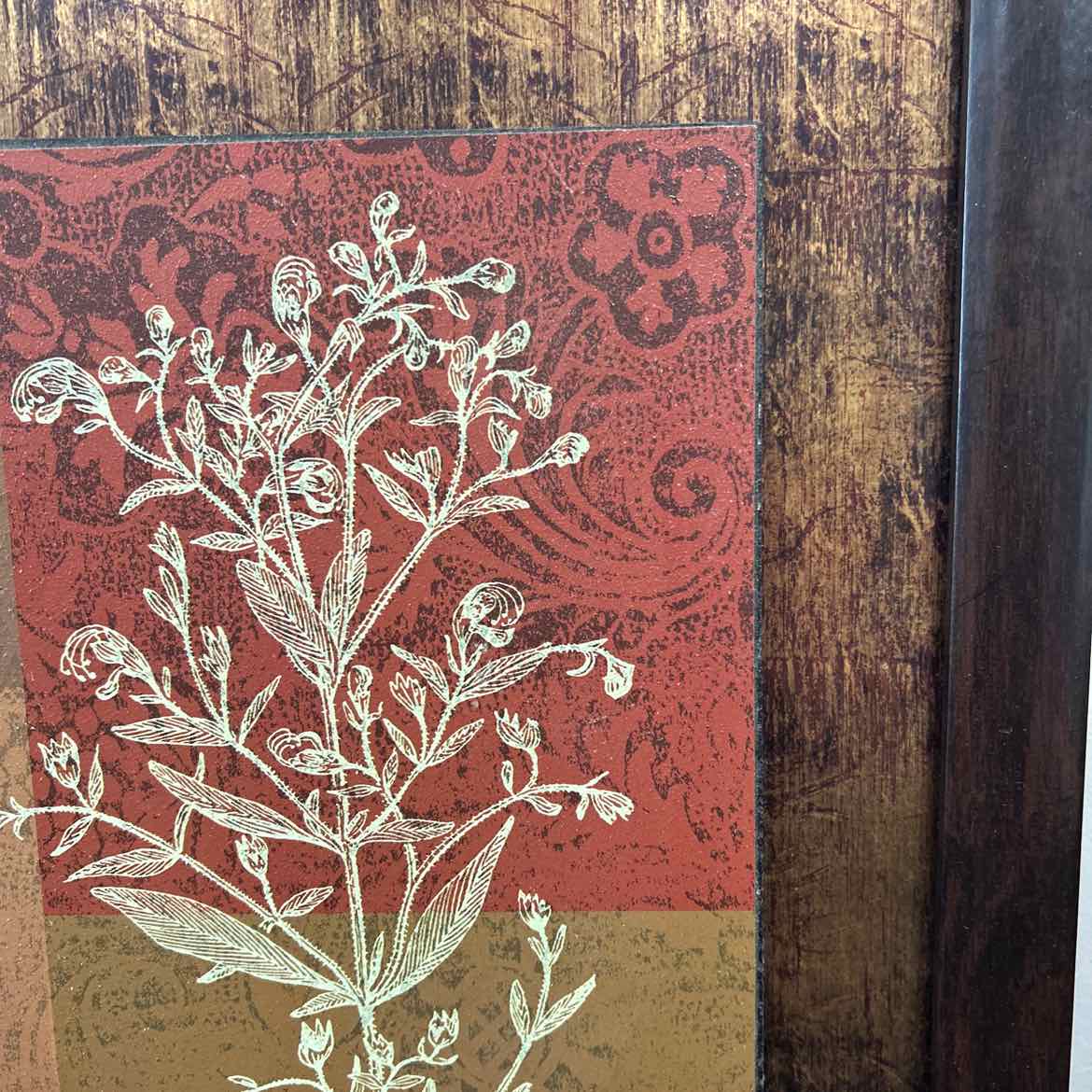 Wood Abstract Picture of Squares & Flowers