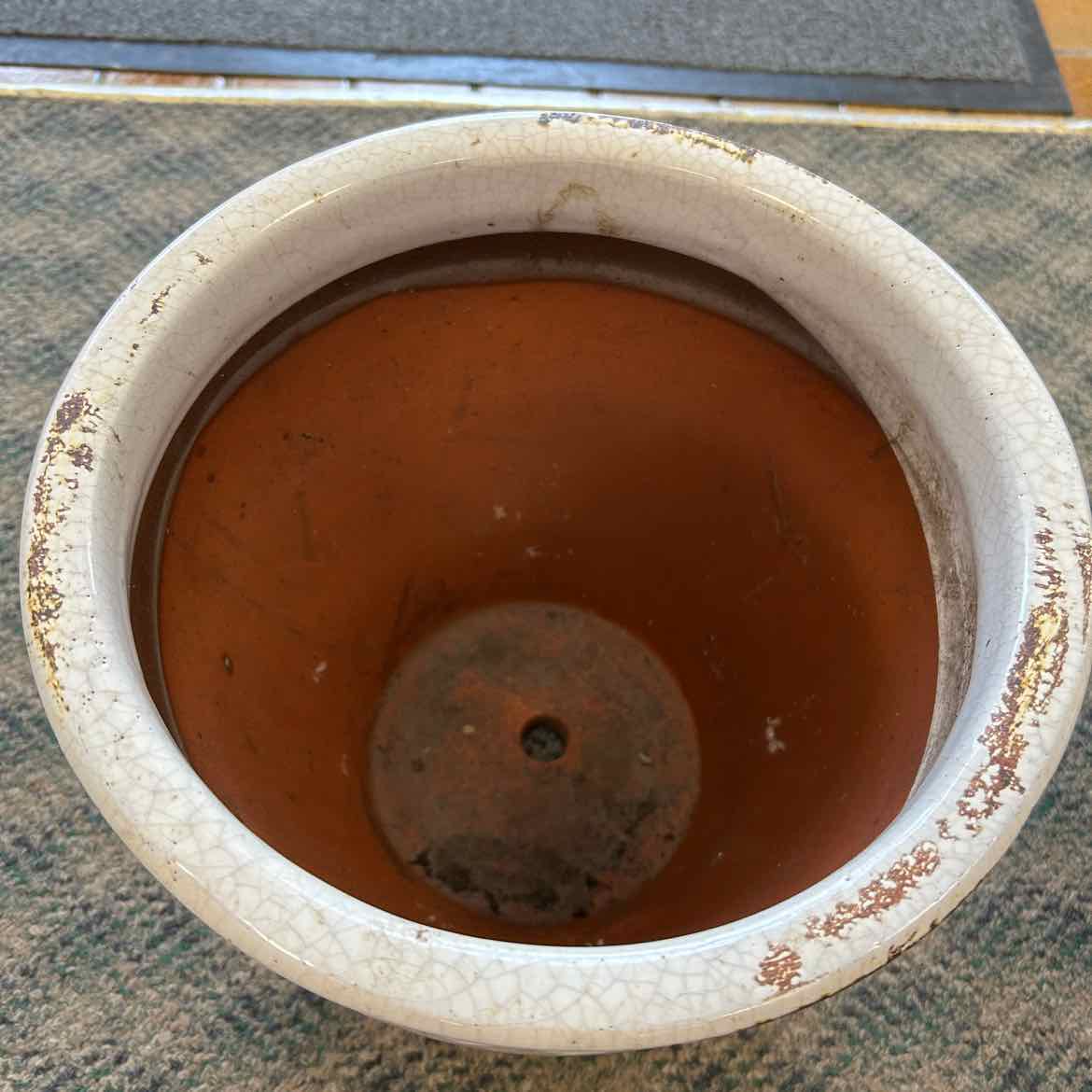 White Distressed Pottery Flower Pot