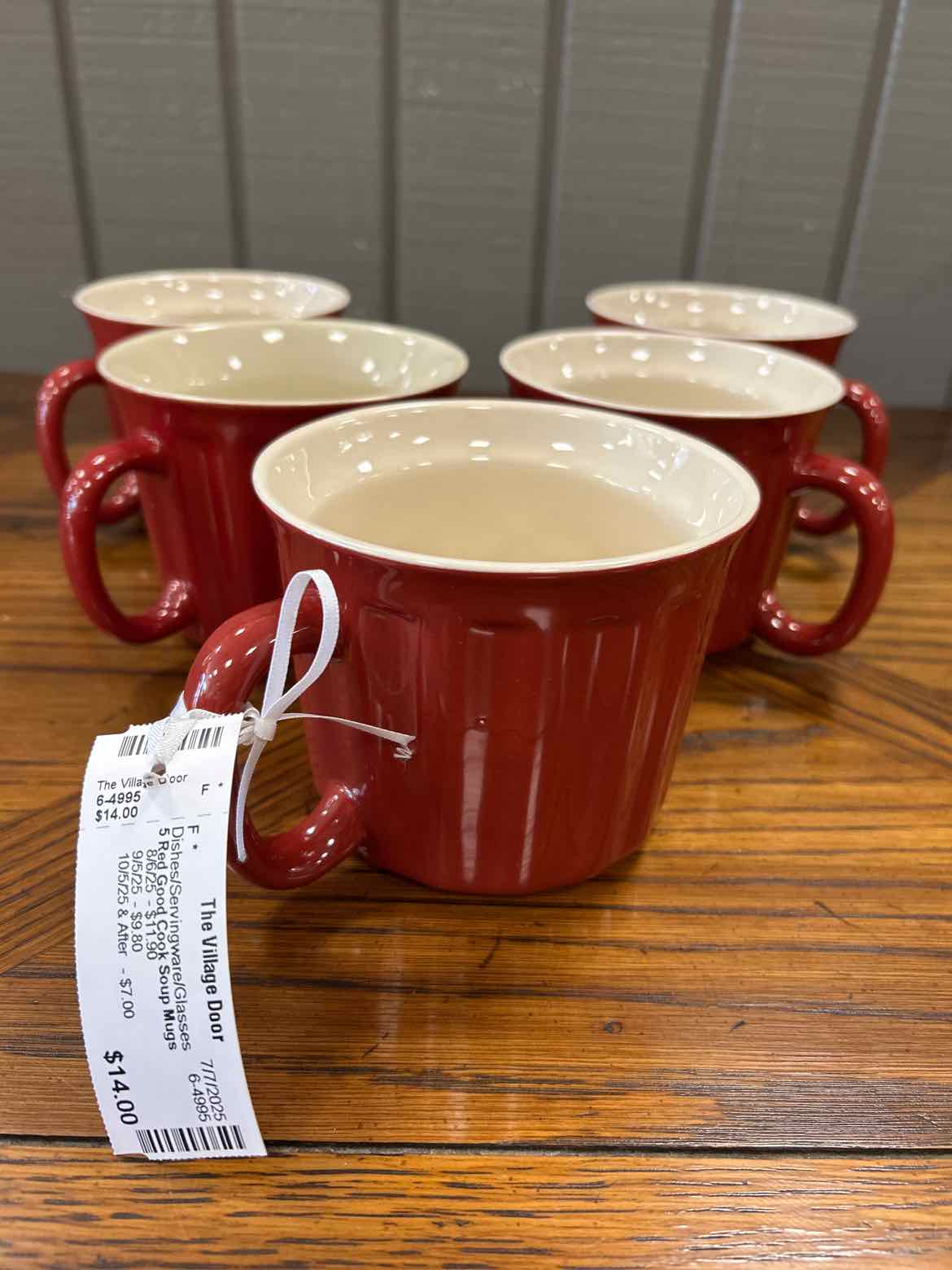 5 Red Good Cook Soup Mugs