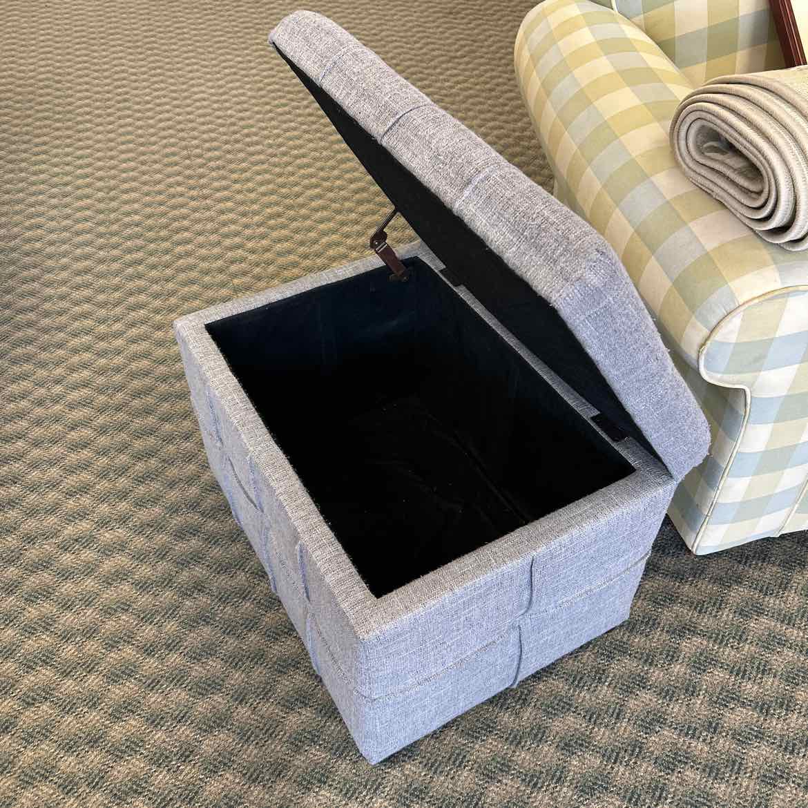 Grey Fabric Storage Ottoman