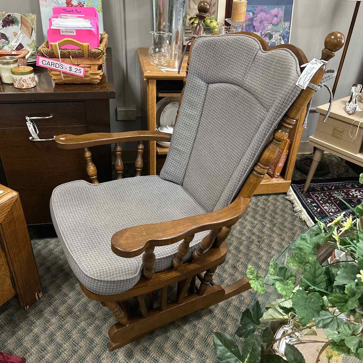 Wood Rocker/Glider w/Upholstered Seat & Back