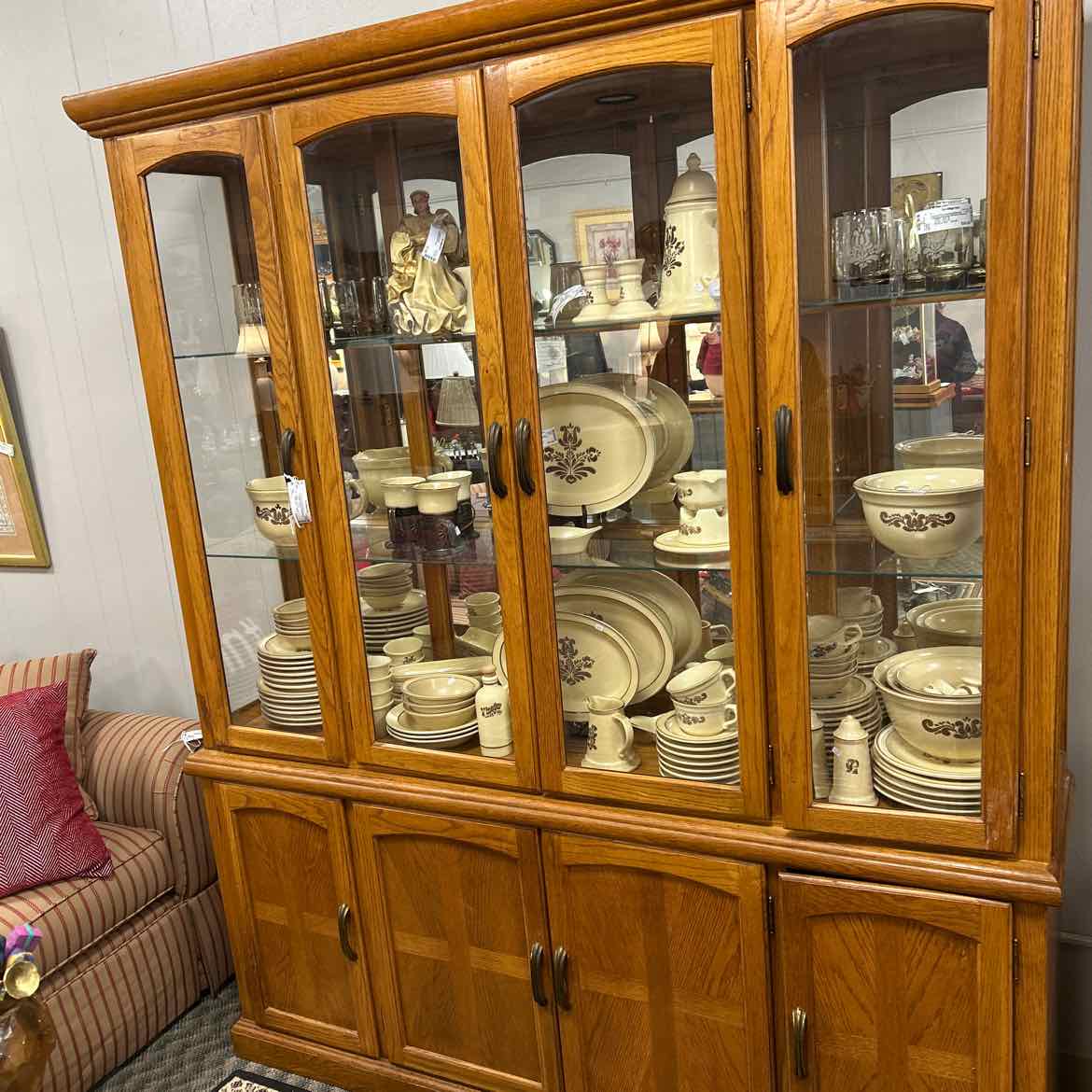 2 pc Maple China Cabinet w/Glass Doors