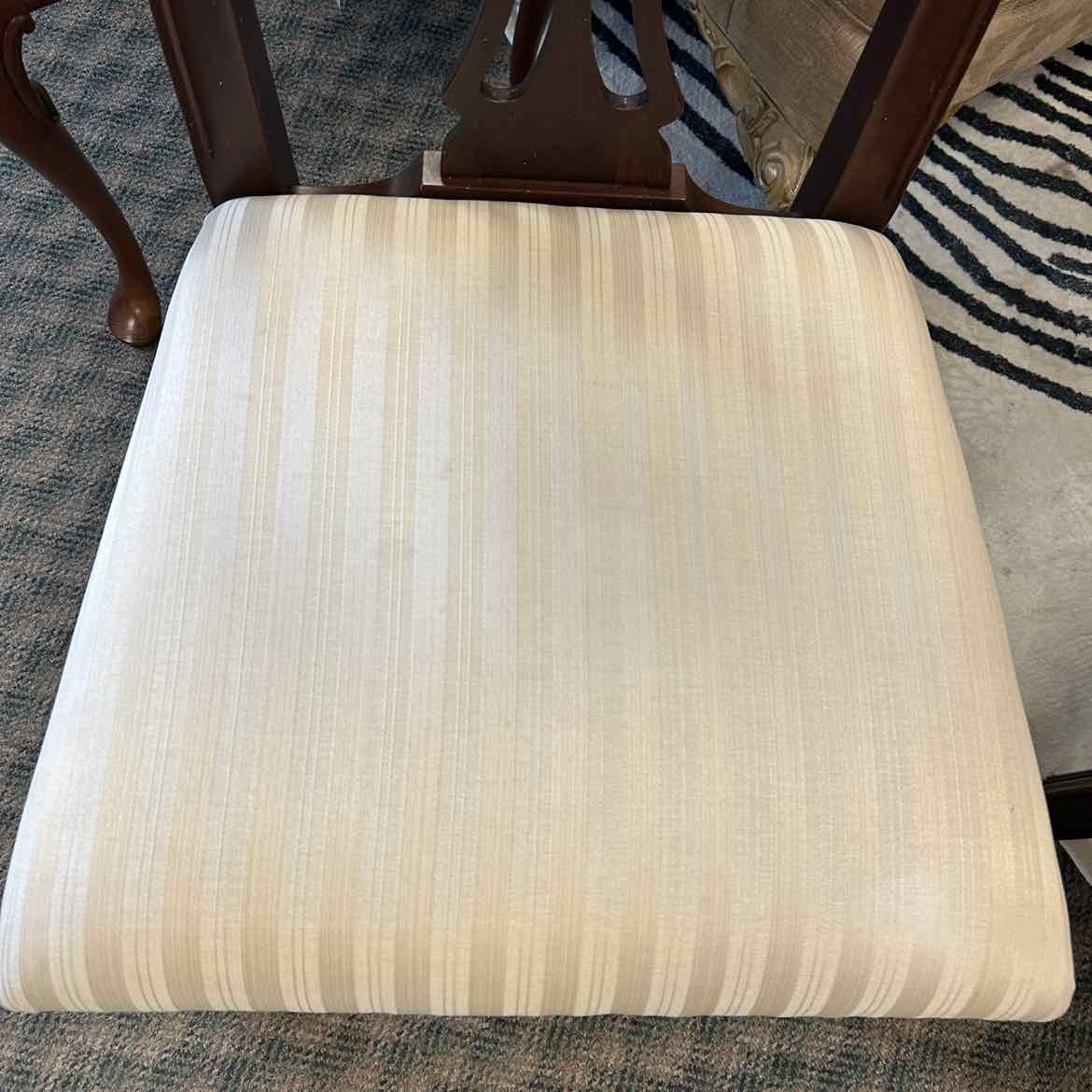 Wood Chair w/Cream Upholstered Seat