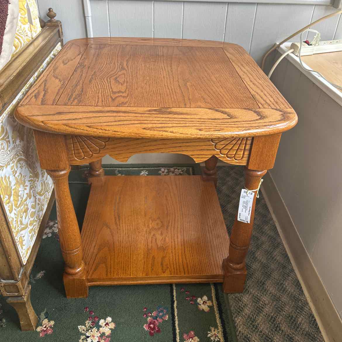 Oak End Table w/Shelf