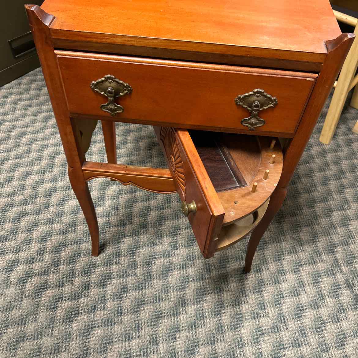Vintage Sewing Storage Table w/2 drawers and Tall Legs