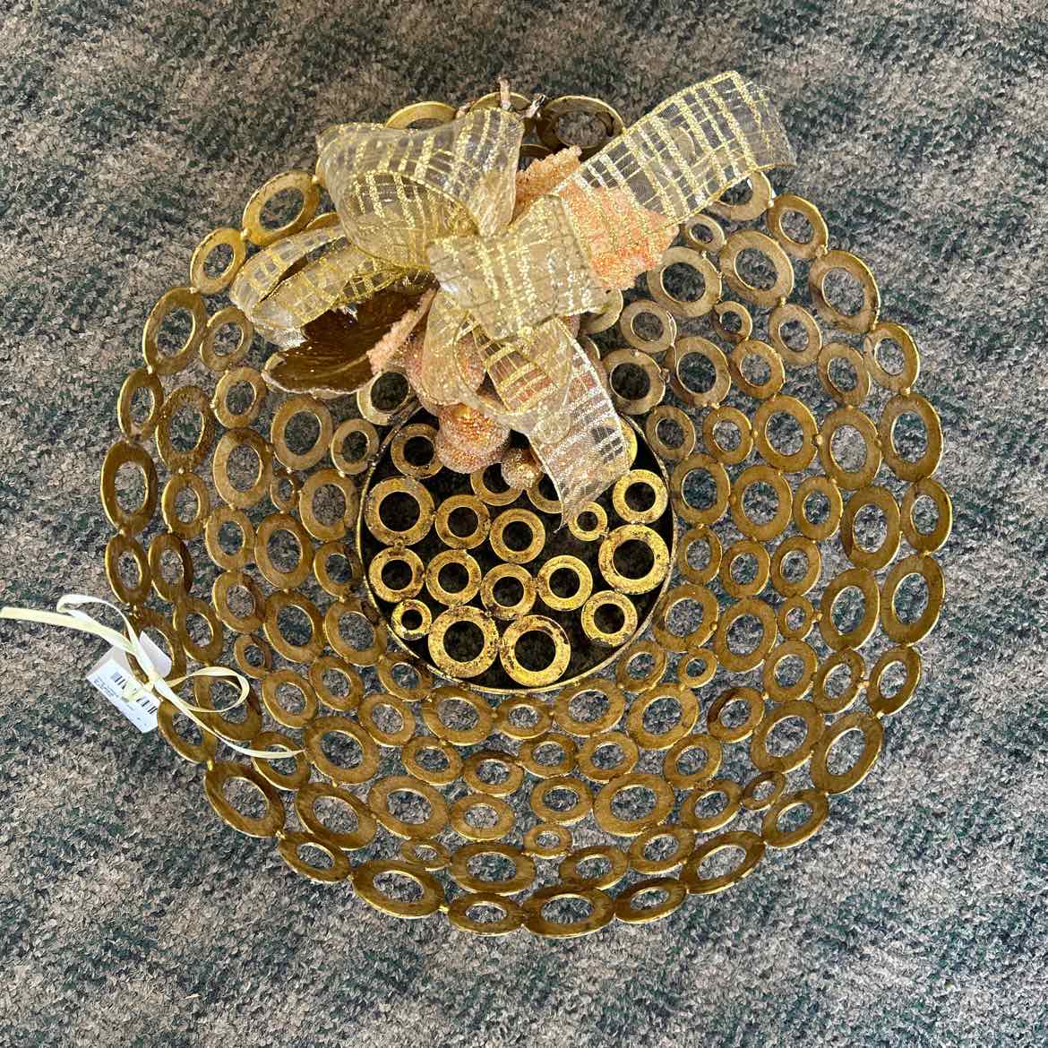 Large Brass Bowl w/Circles & Gold Decoration