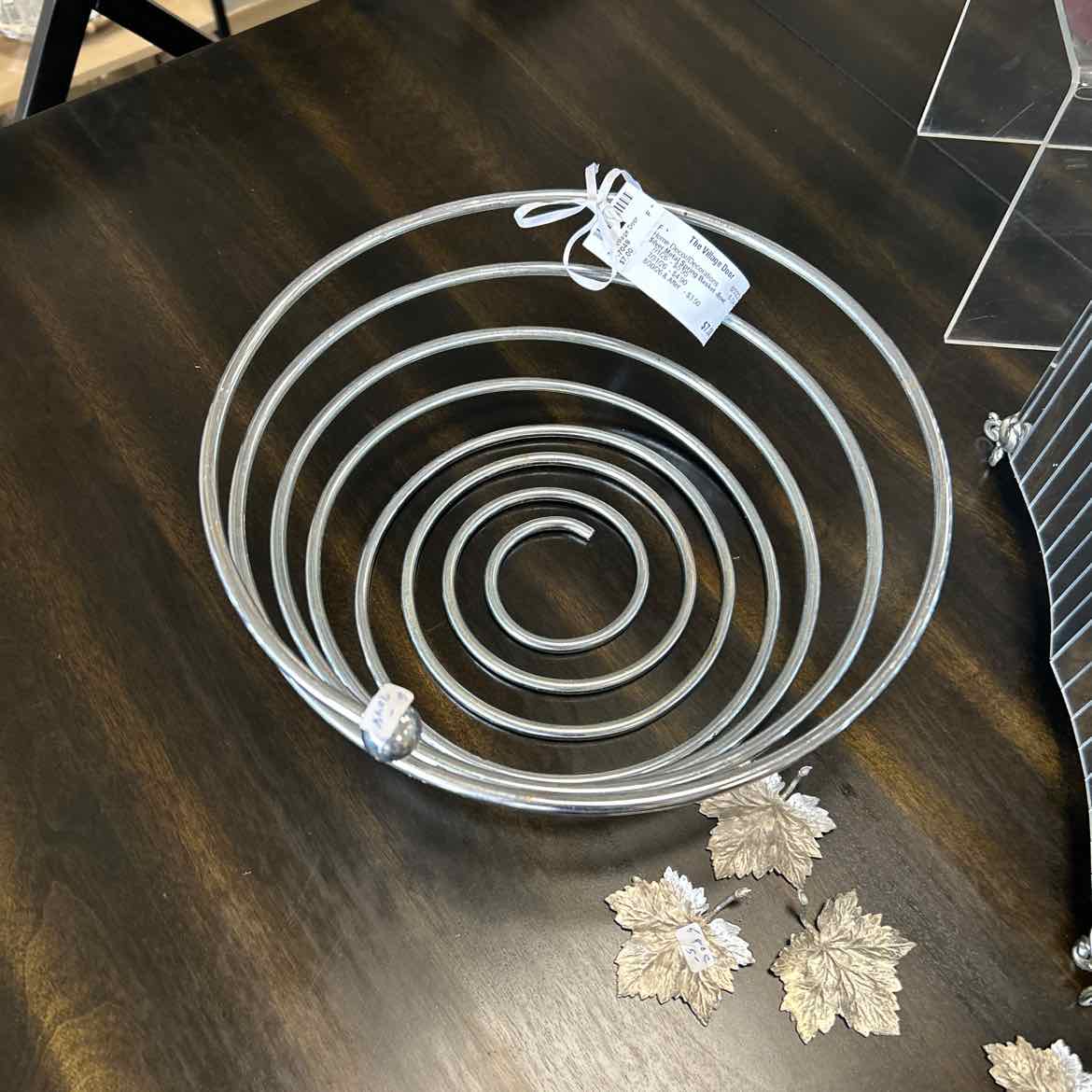 Silver Metal Spring Basket -Bowl
