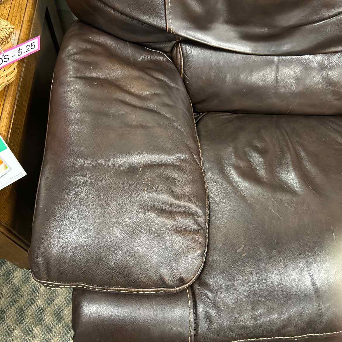 Brown Leather Recliner Loveseat AS IS