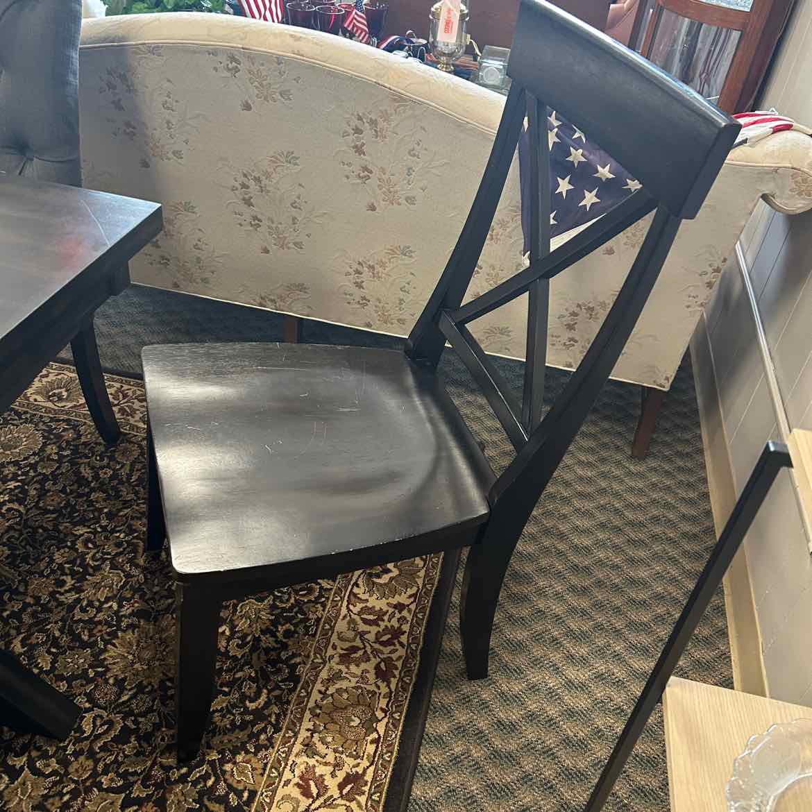 Dark Wood Dining Table w/4 Chairs & Bench