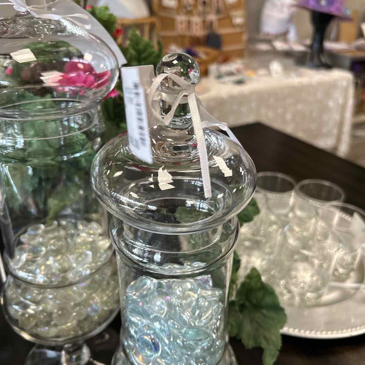 Medium Glass Apothecary Jar w/Marbles