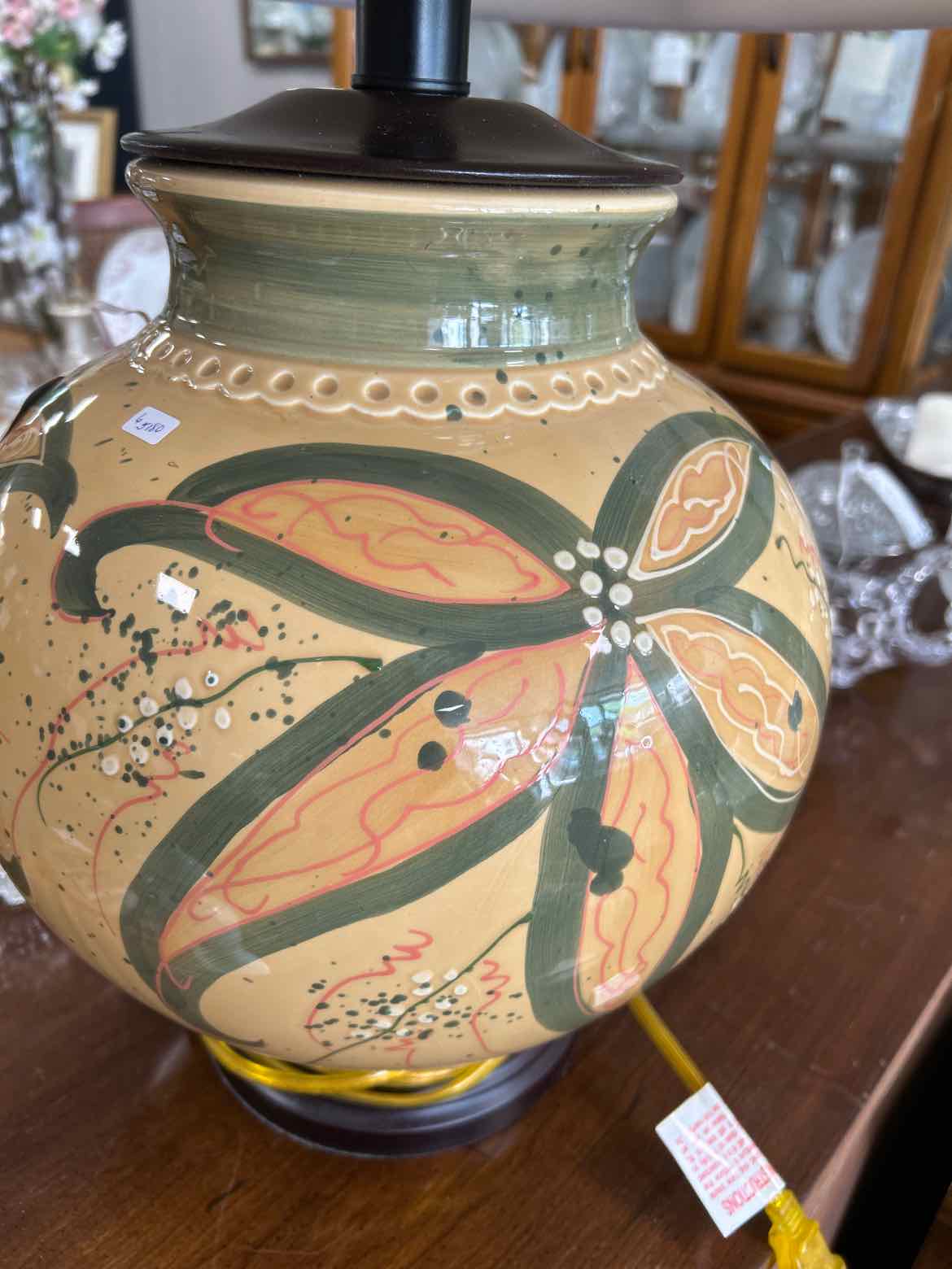 Tan w/Green & Orange Round Lamp
