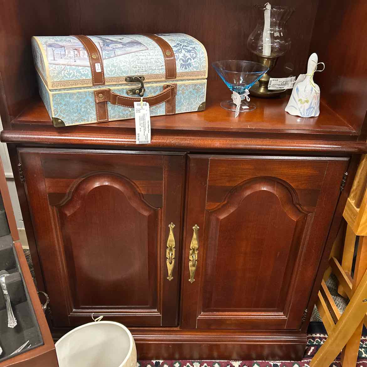 Mahogany Bookcase w/Glass Shelves