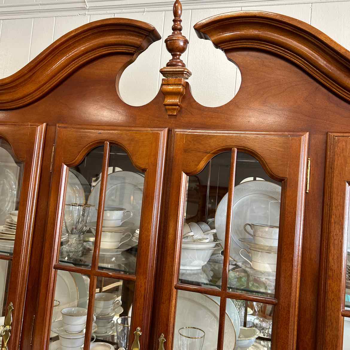 Cherry Wood China Cabinet w/Glass Doors