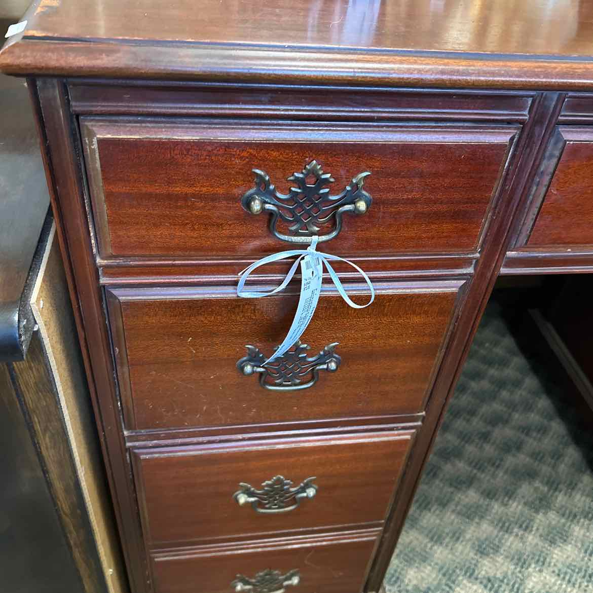 Wood Desk w/Brass Handles