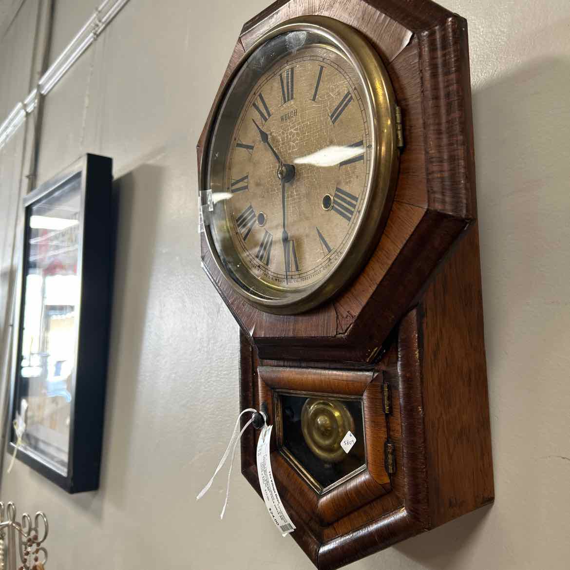 Vintage Schoolhouse Clock w/Key AS IS