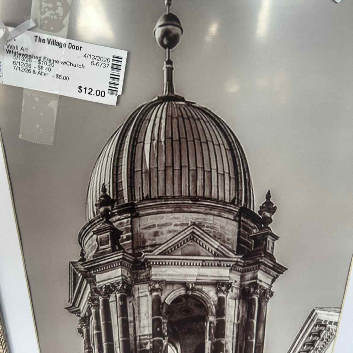 Whitewashed Frame w/Church