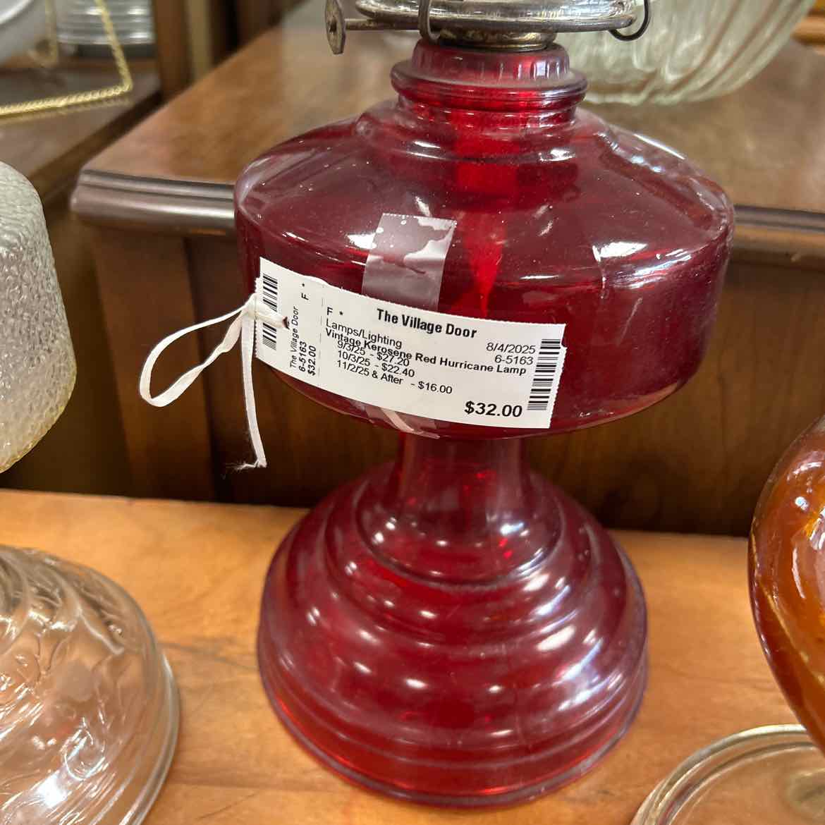 Vintage Kerosene Red Hurricane Lamp