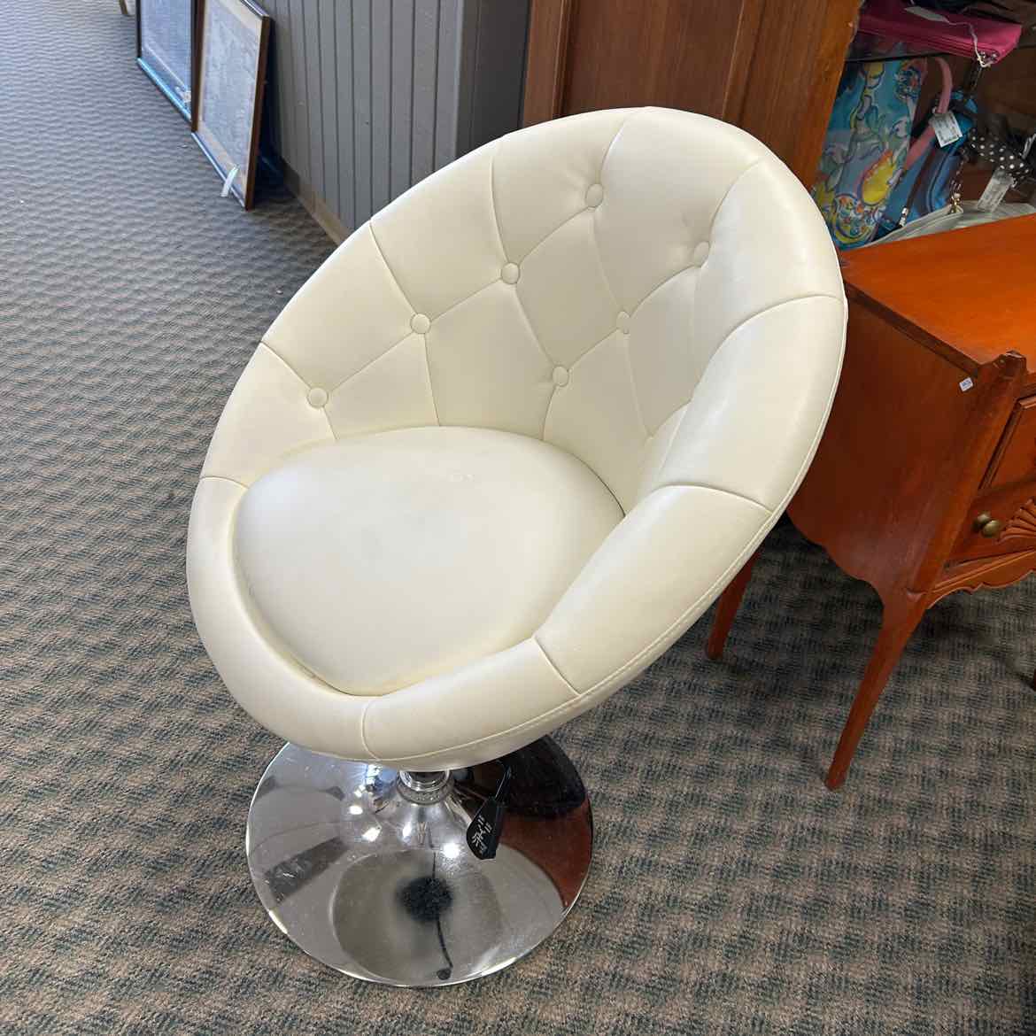 White Swivel Vanity Chair AS IS