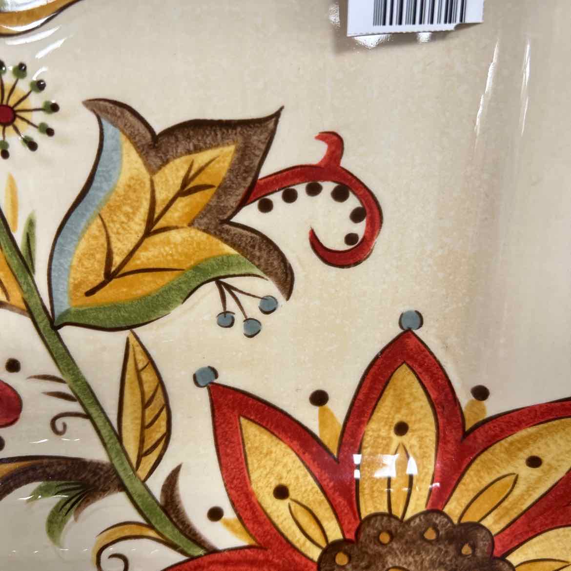 Square Ceramic Plate w/Flowers