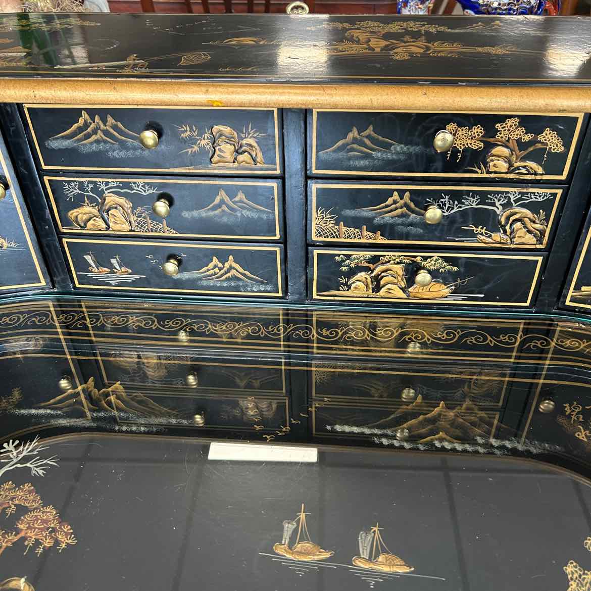 Wood Asian Secretary Desk AS IS
