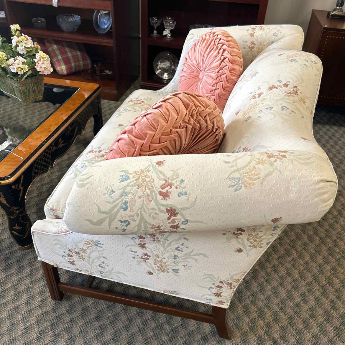Camelback Love Seat -Cream w/Pastel Flowers