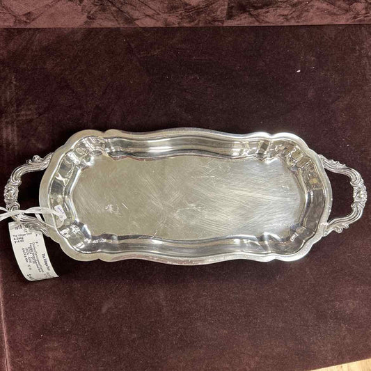Footed Silverplate Oval Tray w/Handles