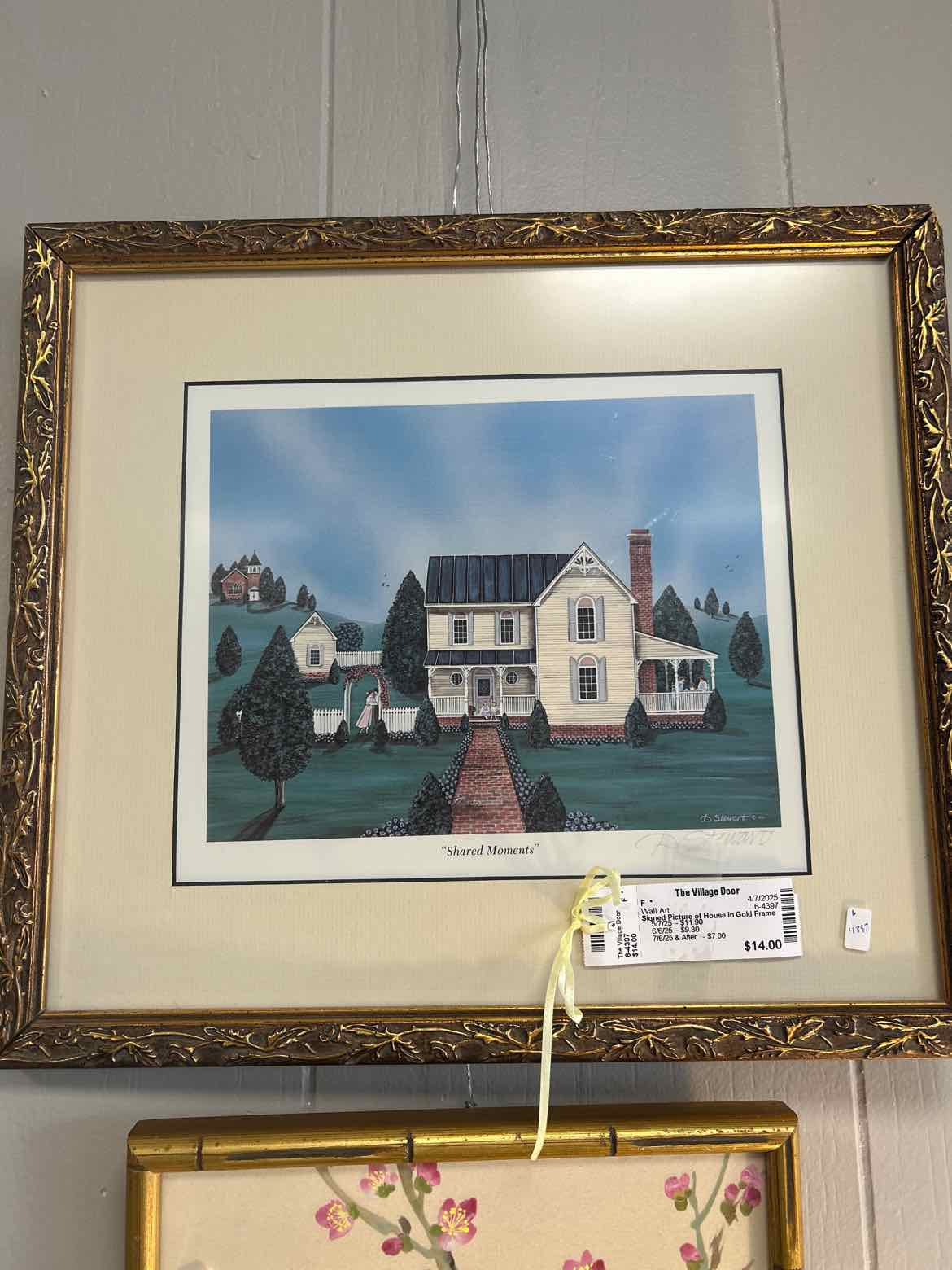 Signed Picture of House in Gold Frame