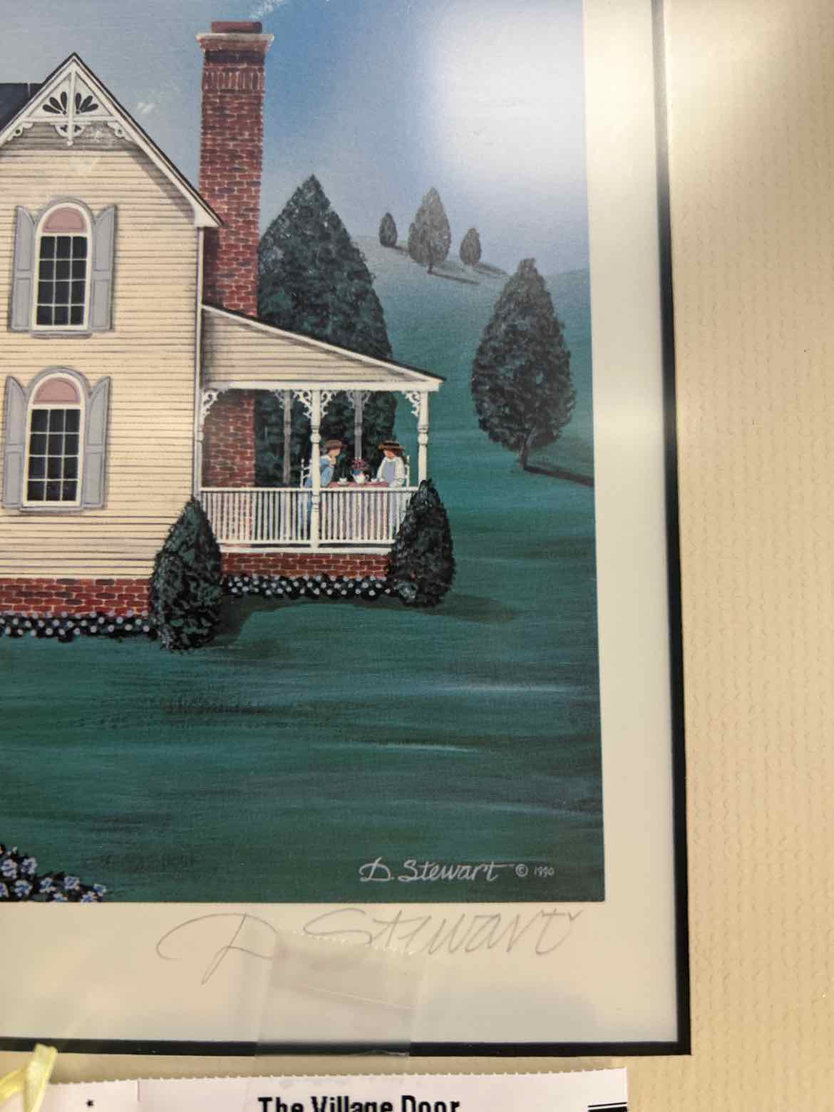 Signed Picture of House in Gold Frame