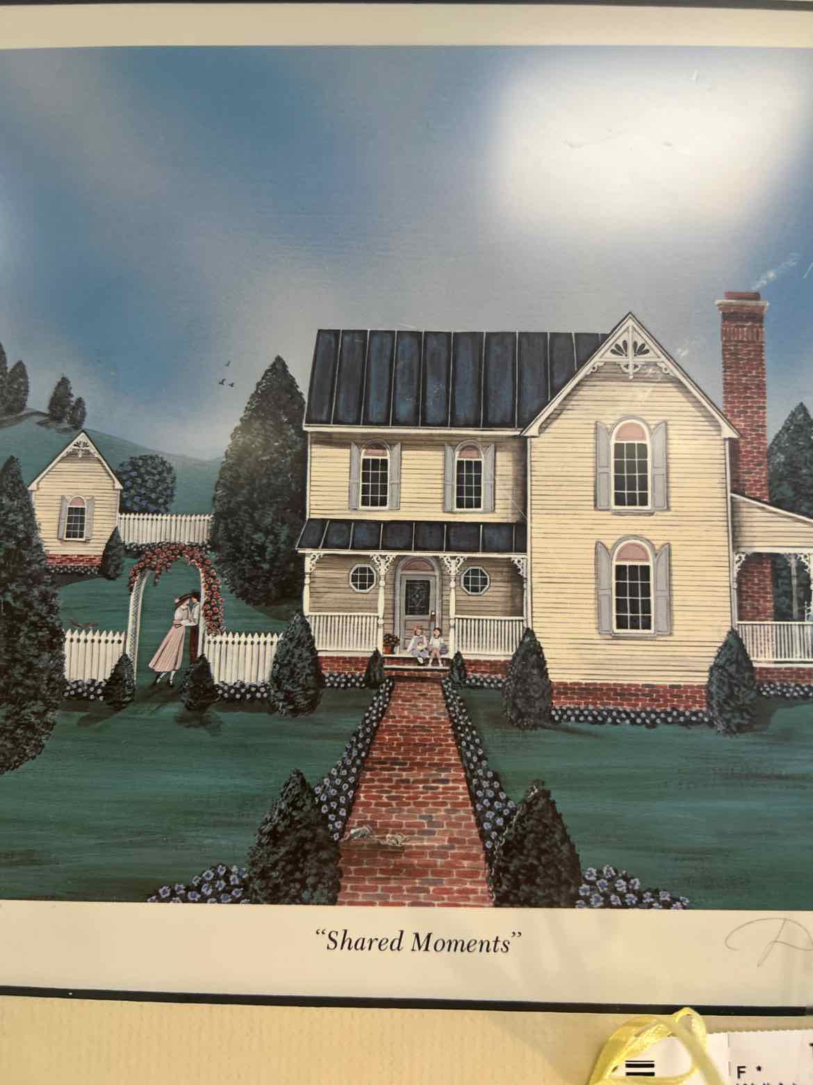 Signed Picture of House in Gold Frame