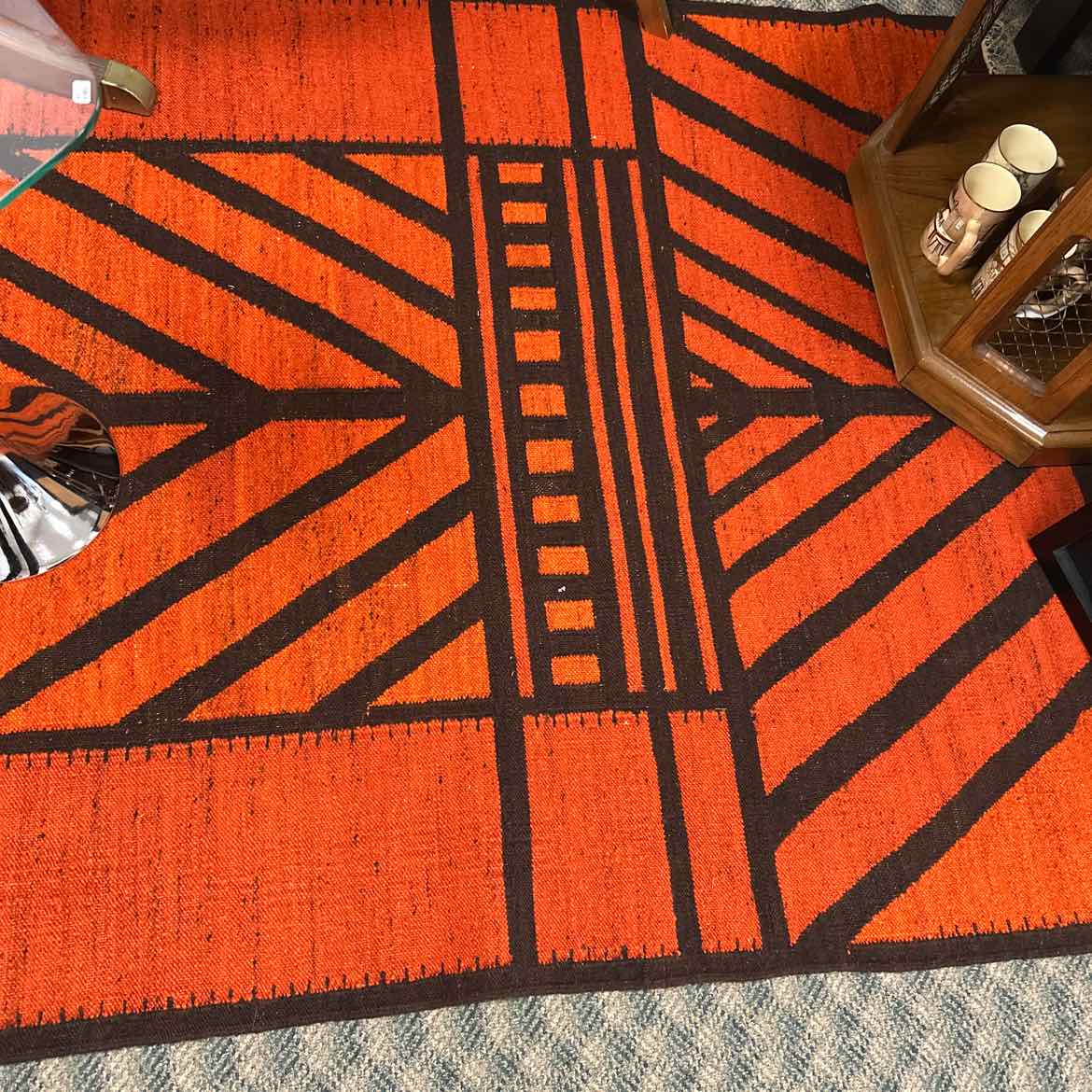 50 x 99" Burnt Orange & Black Rug