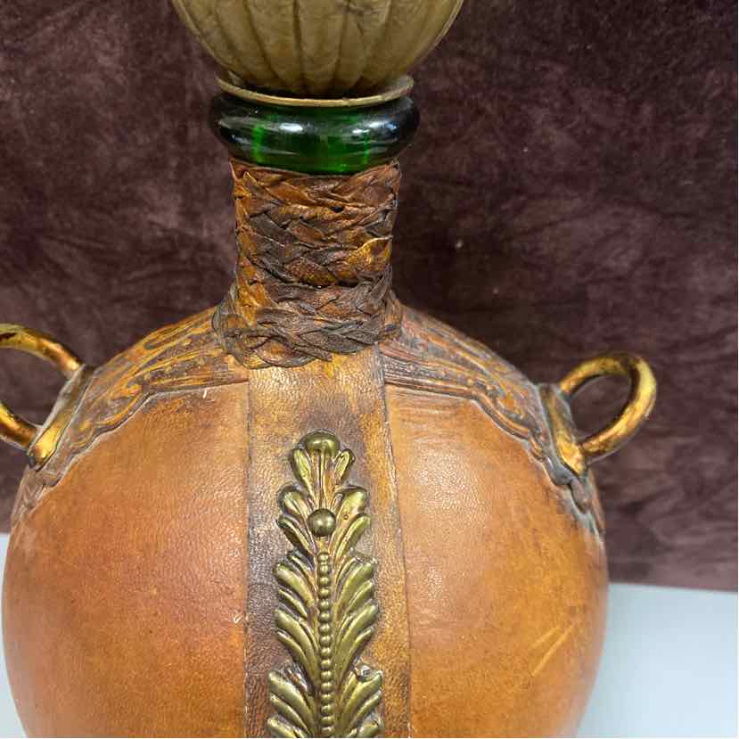 Brown Leather-wrapped Jug w/Stopper - Italy
