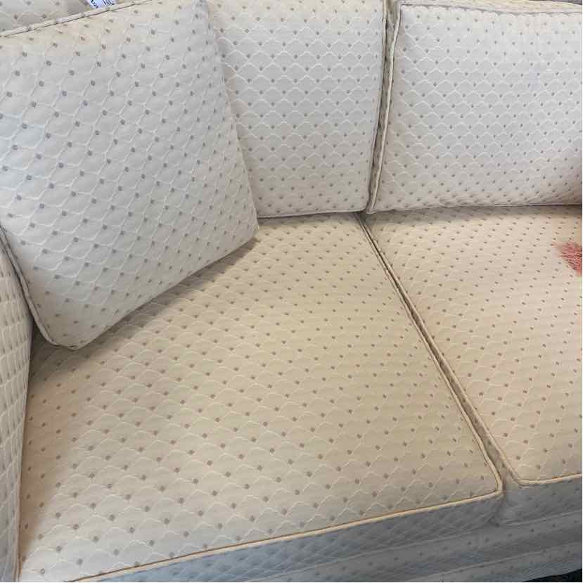 Cream Sofa w/Dot Pattern & 2 Pillows