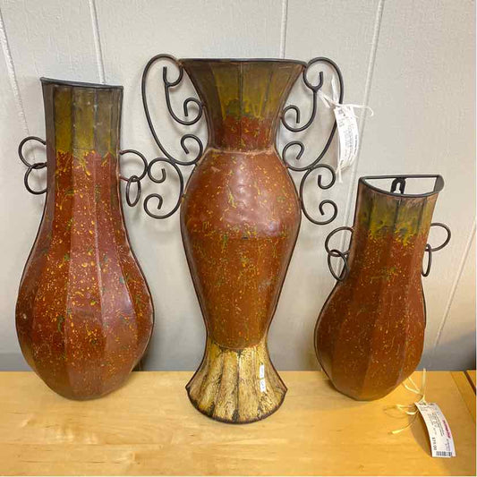 3 Piece Brown/Rust Metal Wall Decoration