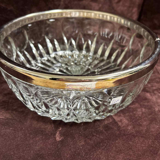 Glass Bowl with Silver Rim