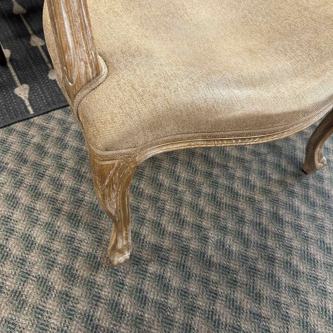 Light Wood Tan Upholstered Arm Chair