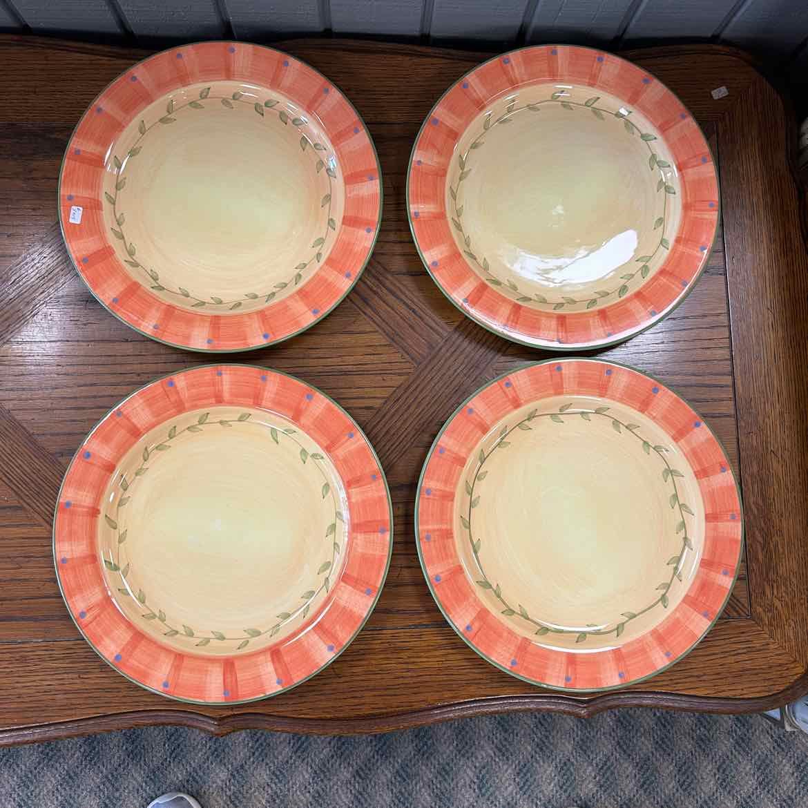 4 Pfaltzgraff Gold/Orange Dinner Plates