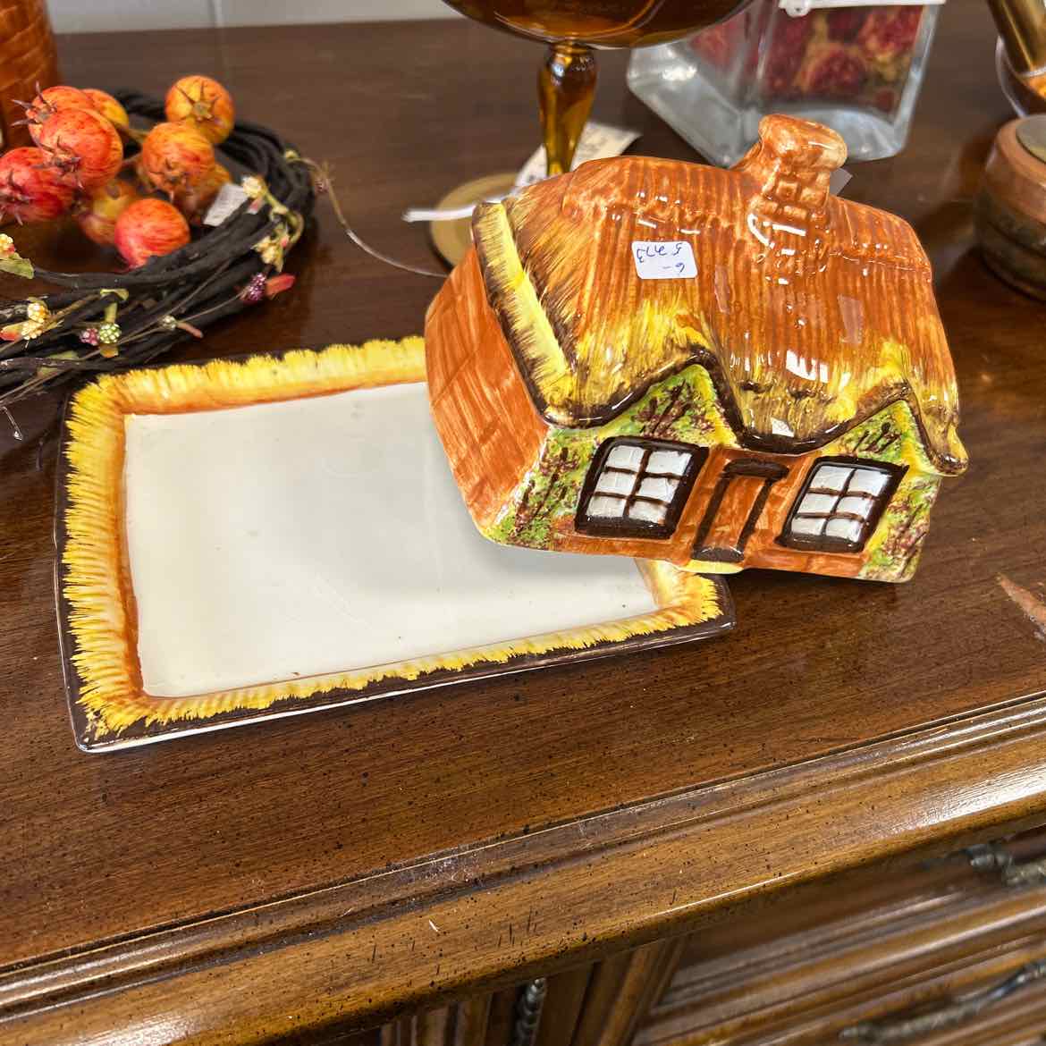 Vintage Pottery English Cottage Butterdish