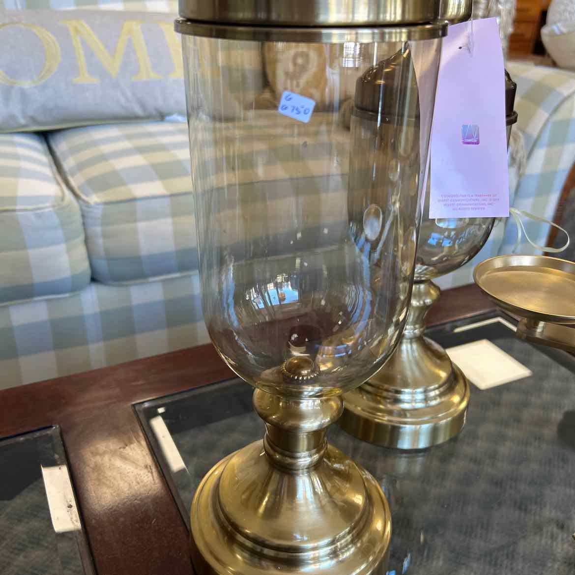 NEW Gold & Glass Tall  Decorative Vase w/ Lid