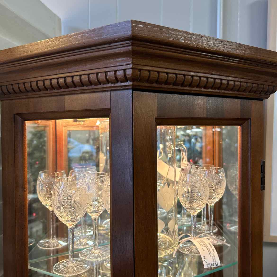 Wood & Glass Curio w/4 Shelves