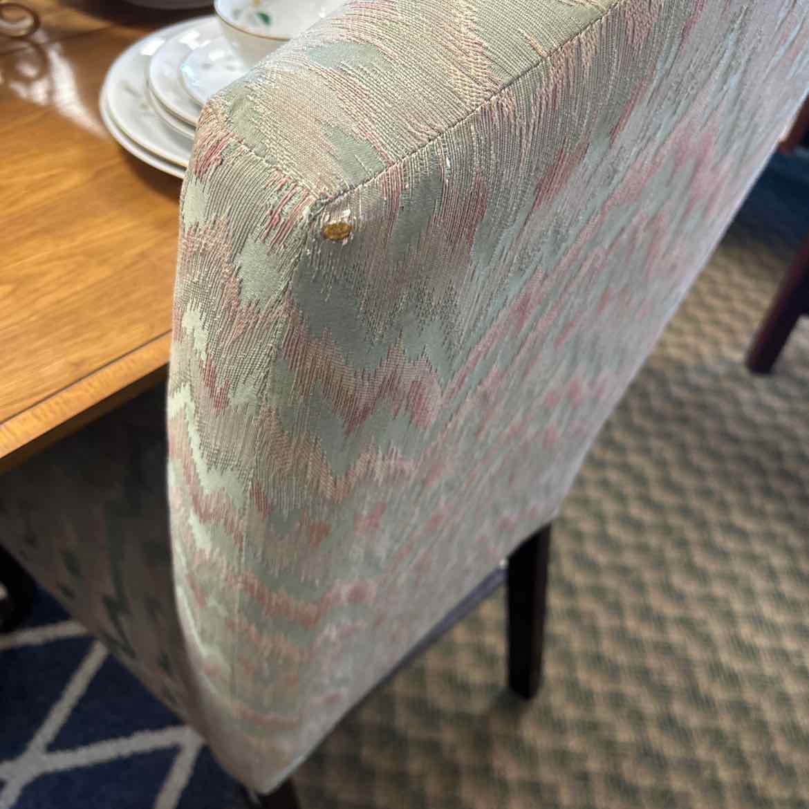 Teal & Pink Upholstered Pattern Chair