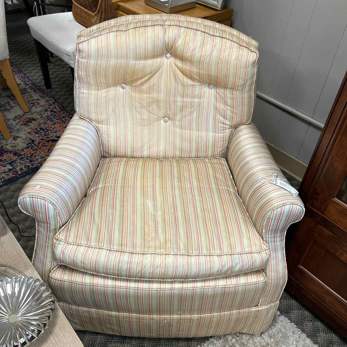 Baker Striped Arm Chair AS IS