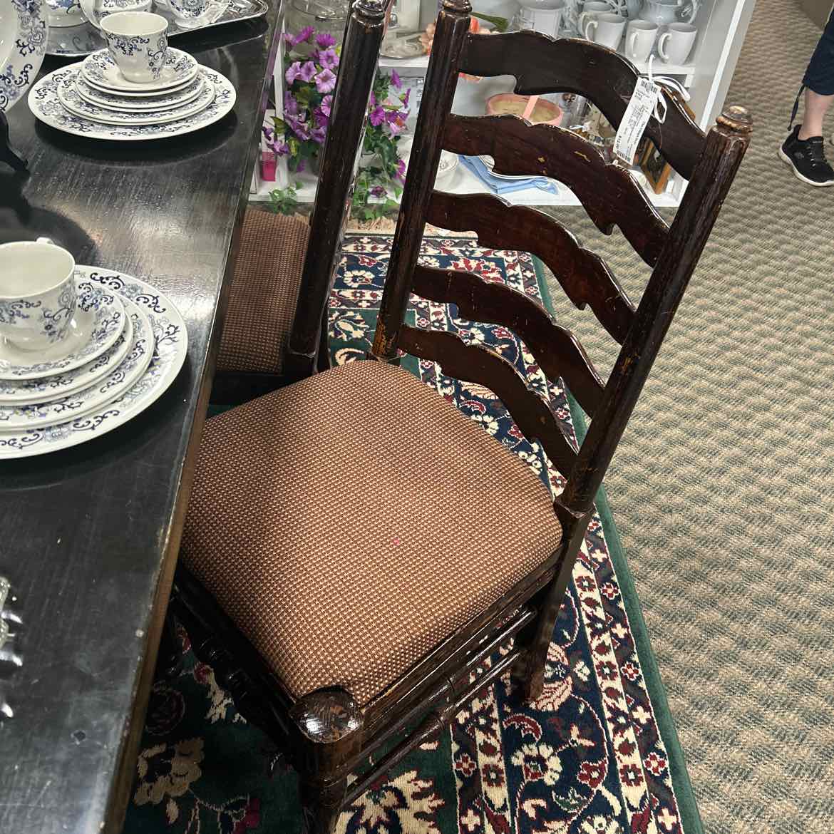 Black Wood Upholstered Chair