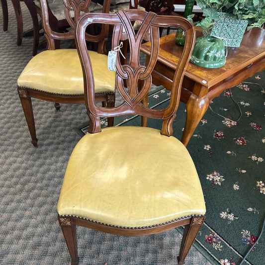 Kindel Gold Leather Dining Side Chair