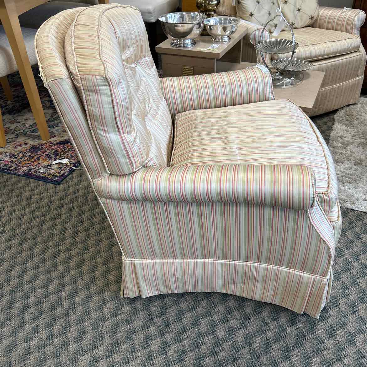 Baker Striped Arm Chair AS IS