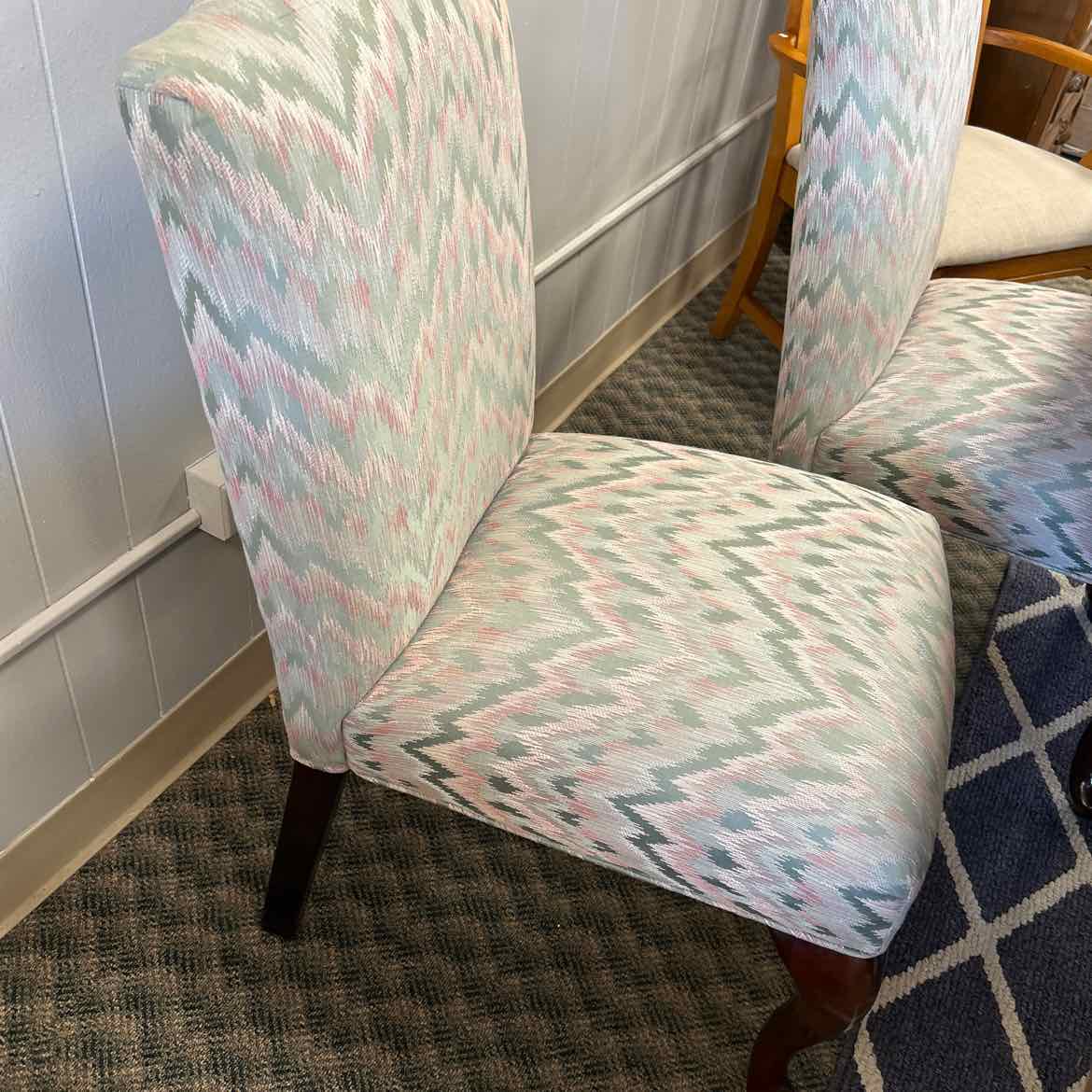 Teal & Pink Upholstered Pattern Chair