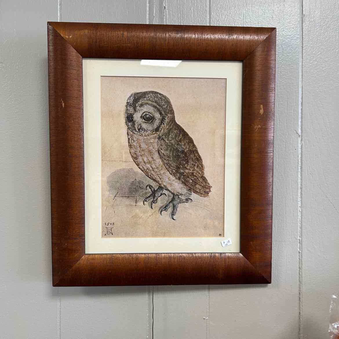 Watercolor of Owl in Brown Frame