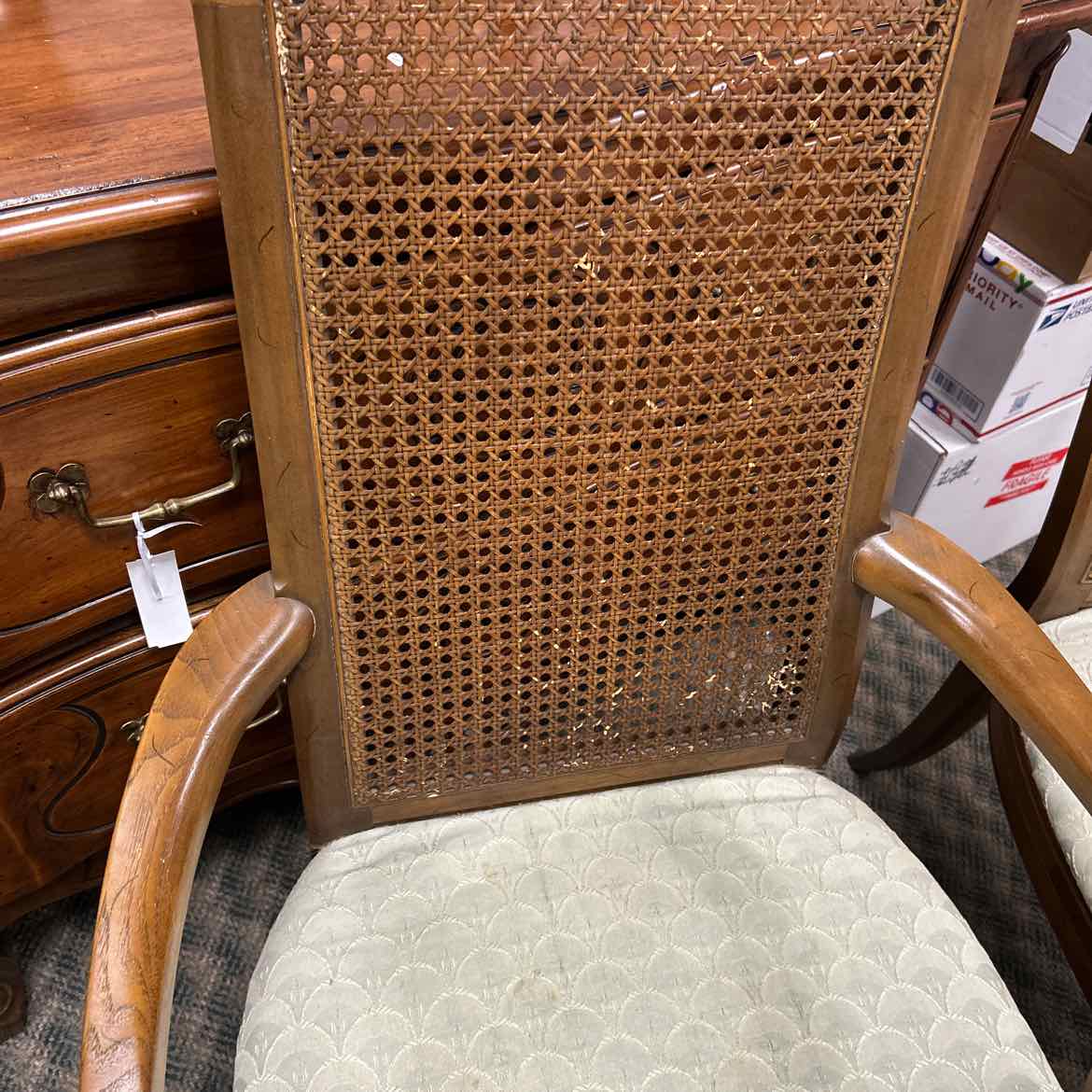 3 Dining Cane Back Chairs & 1 Cane Back Arm Chair