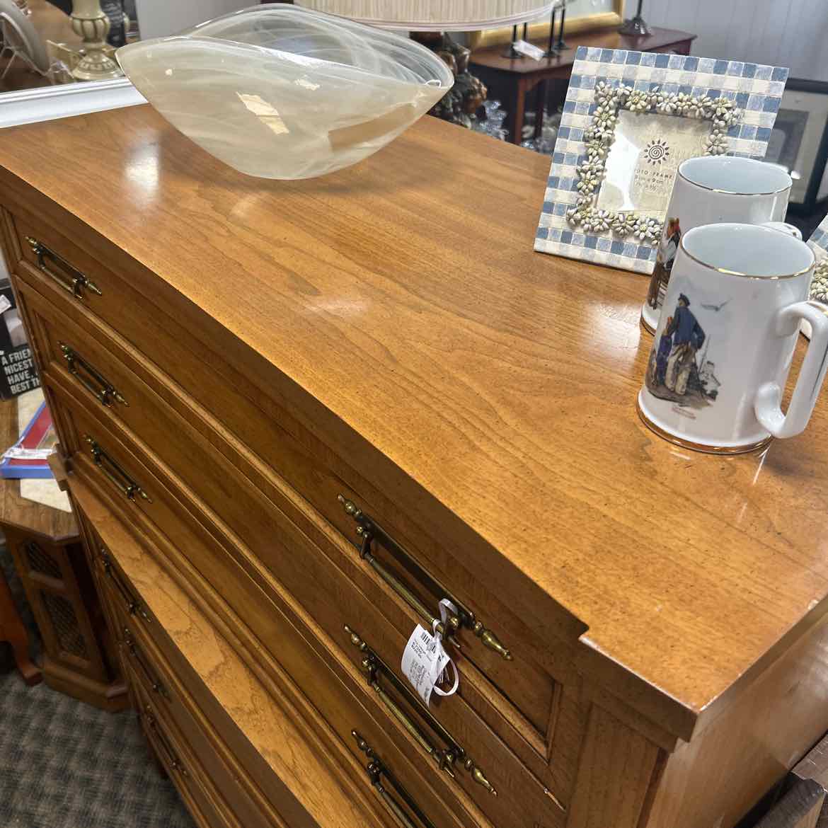 Wood Chest -6 Drawers & Brass Handles