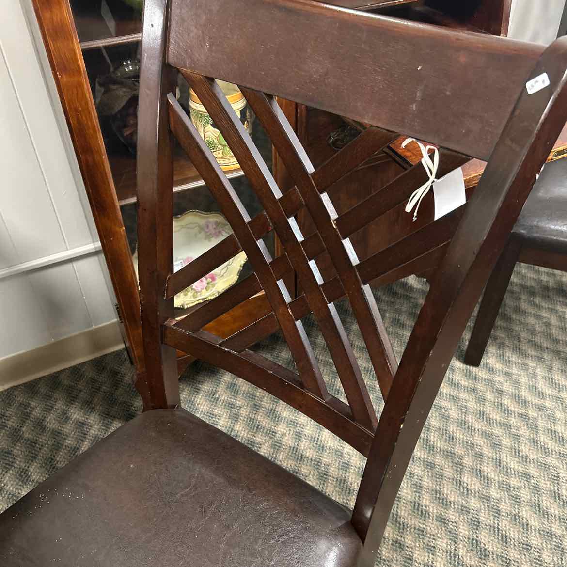Wood Chair w/Black Seat