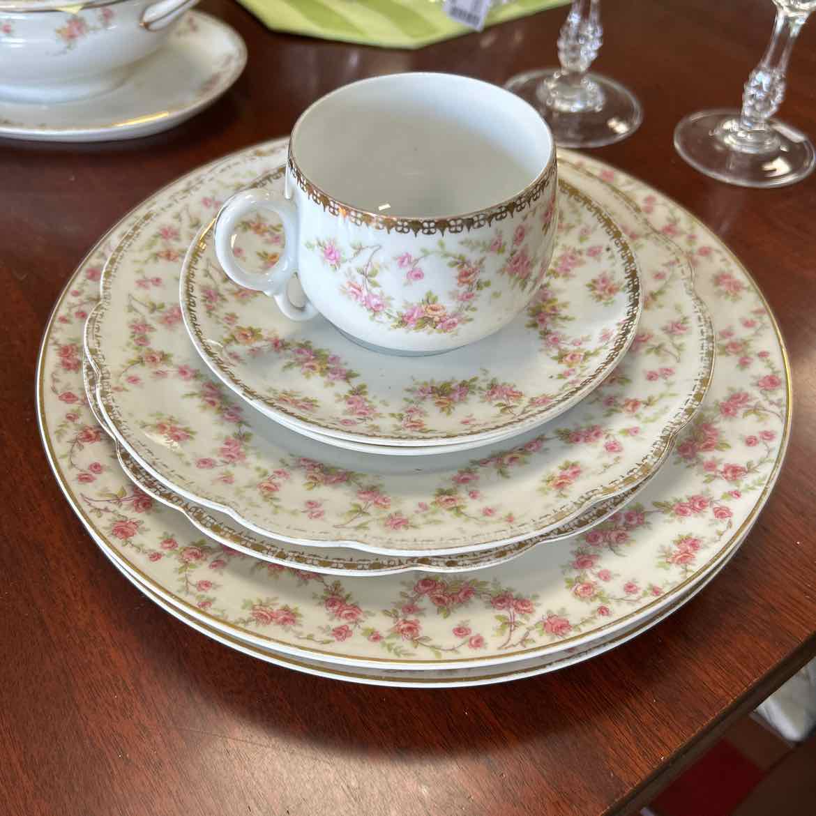 60 pc China Set w/Pink Flowers AS IS